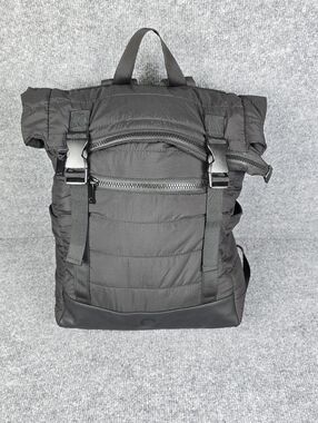 United Colors of Benetton Quilted Puffer Roll-Top Packable Backpack - Black -EUC